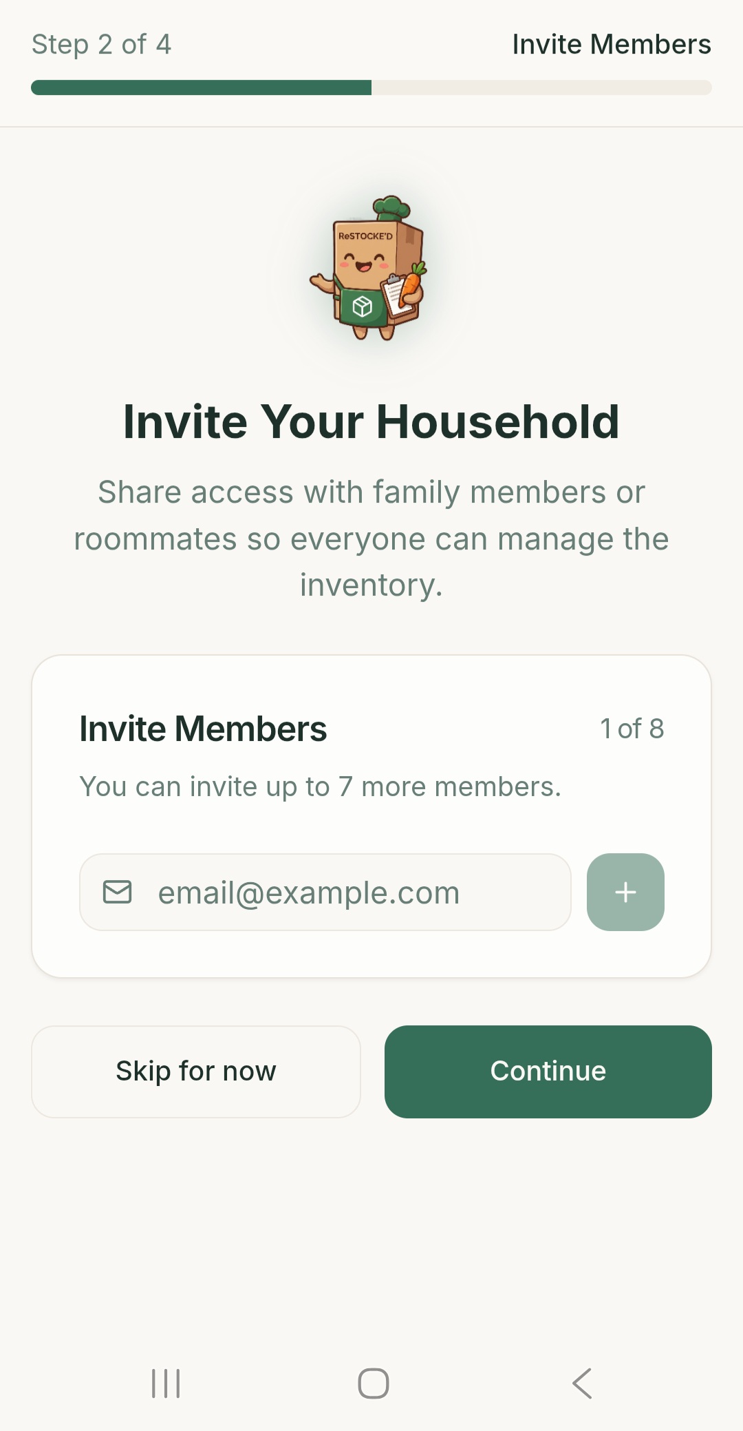 Invite family members to your household